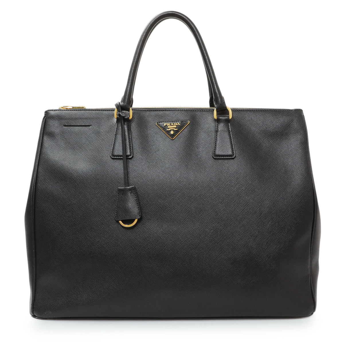 Prada Black Saffiano Large Galleria Double Zip Tote Handbags Prada