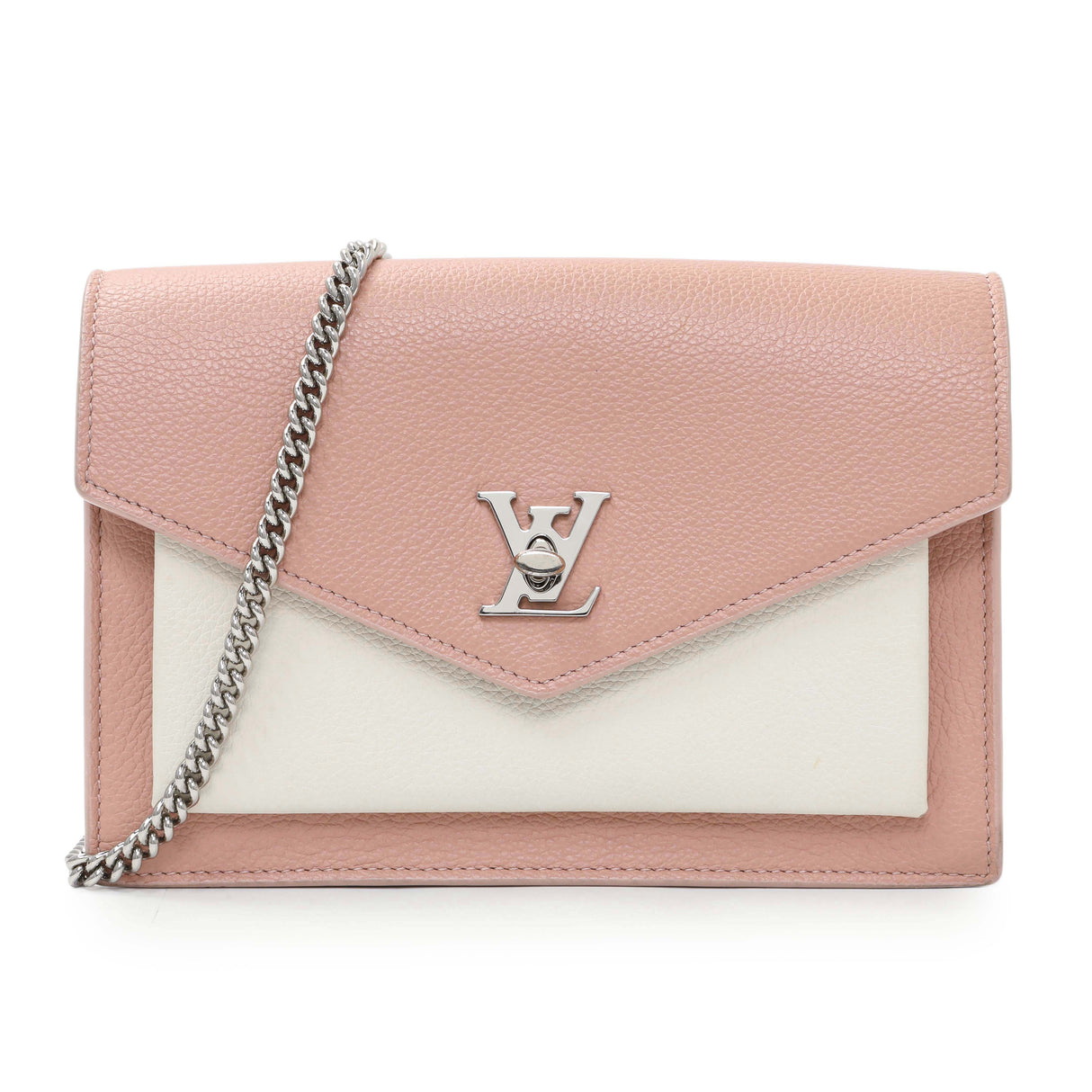 Louis Vuitton Pink Calfskin Mylockme Chain Pochette Handbags Louis Vuitton