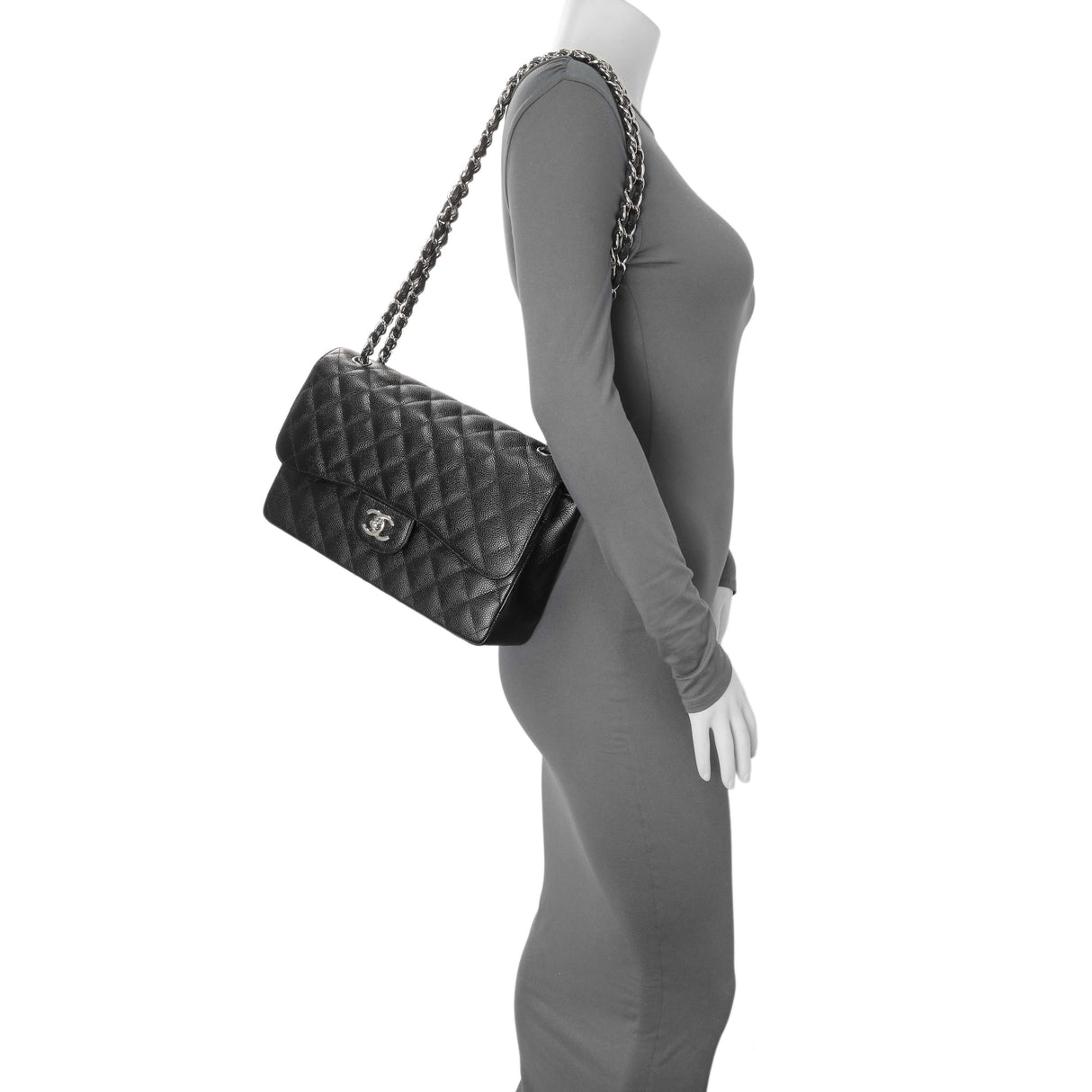 Chanel Black Caviar Jumbo Classic Double Flap Handbags Chanel