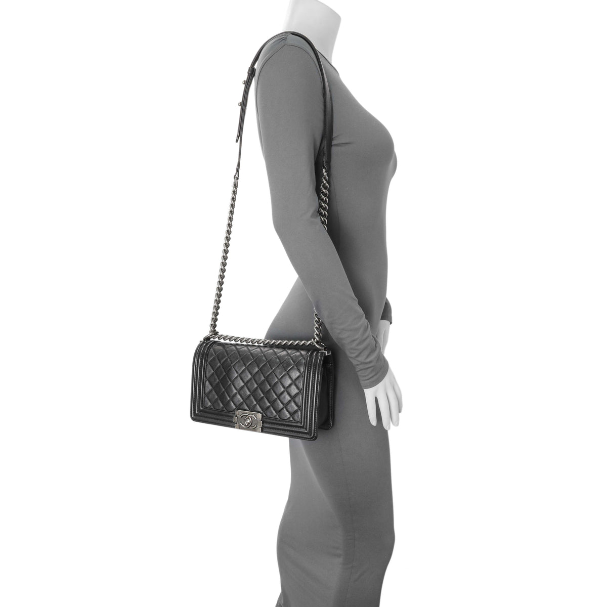 Chanel Black Quilted Calfskin Medium Boy Flap Handbags Chanel