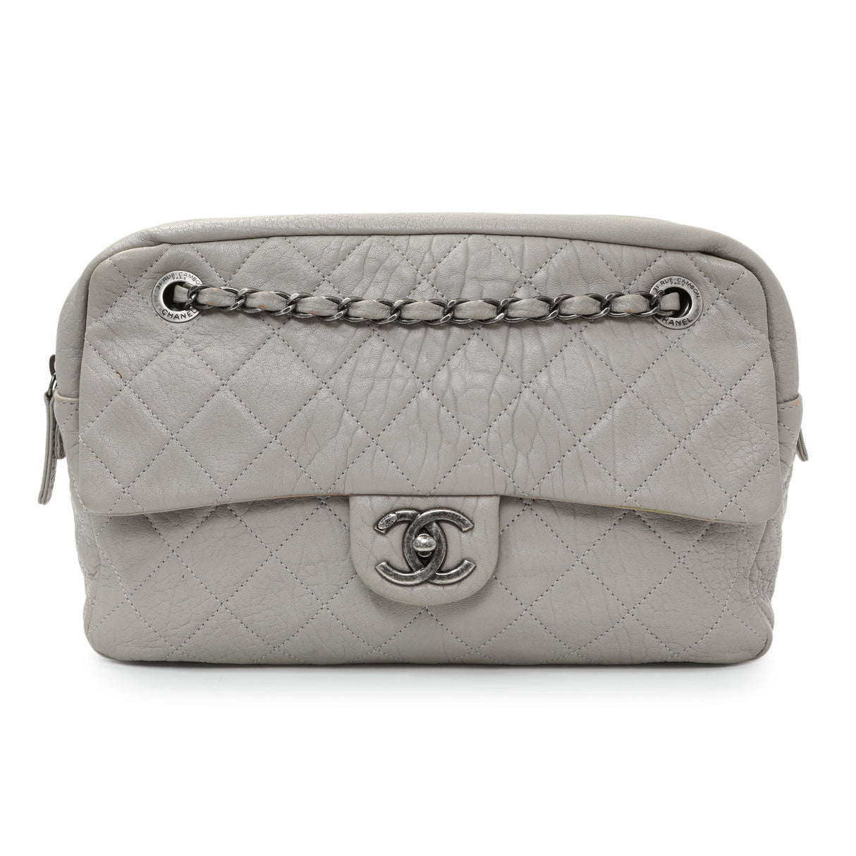 Chanel Grey Quilted Goatskin Chain Shoulder Bag Handbags Chanel
