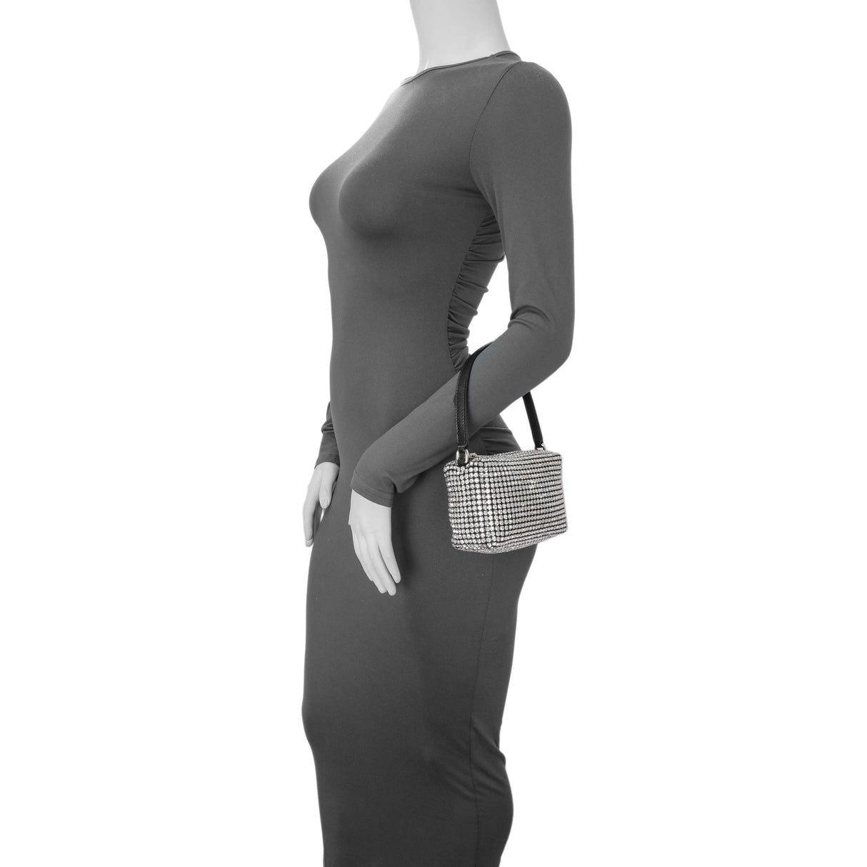 Alexander Wang Black Silver Mesh Crystal Rhinestone Mini Heiress Pouch Handbags Alexander Wang