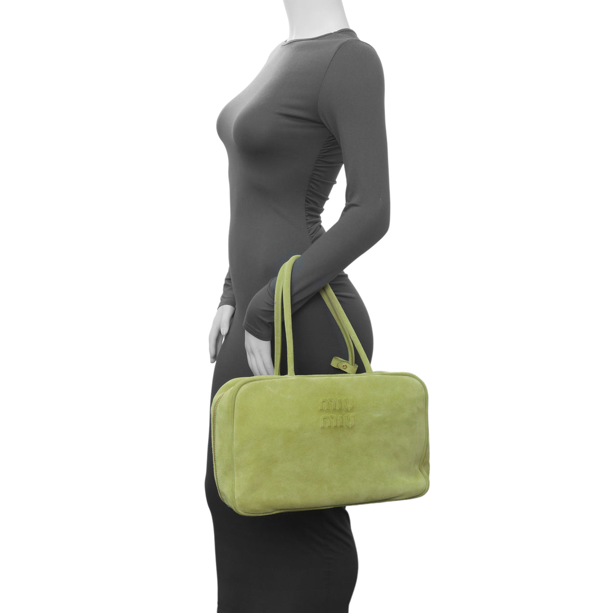 Miu Miu Green Camoscio Beau Top Handle Bag Handbags Miu Miu