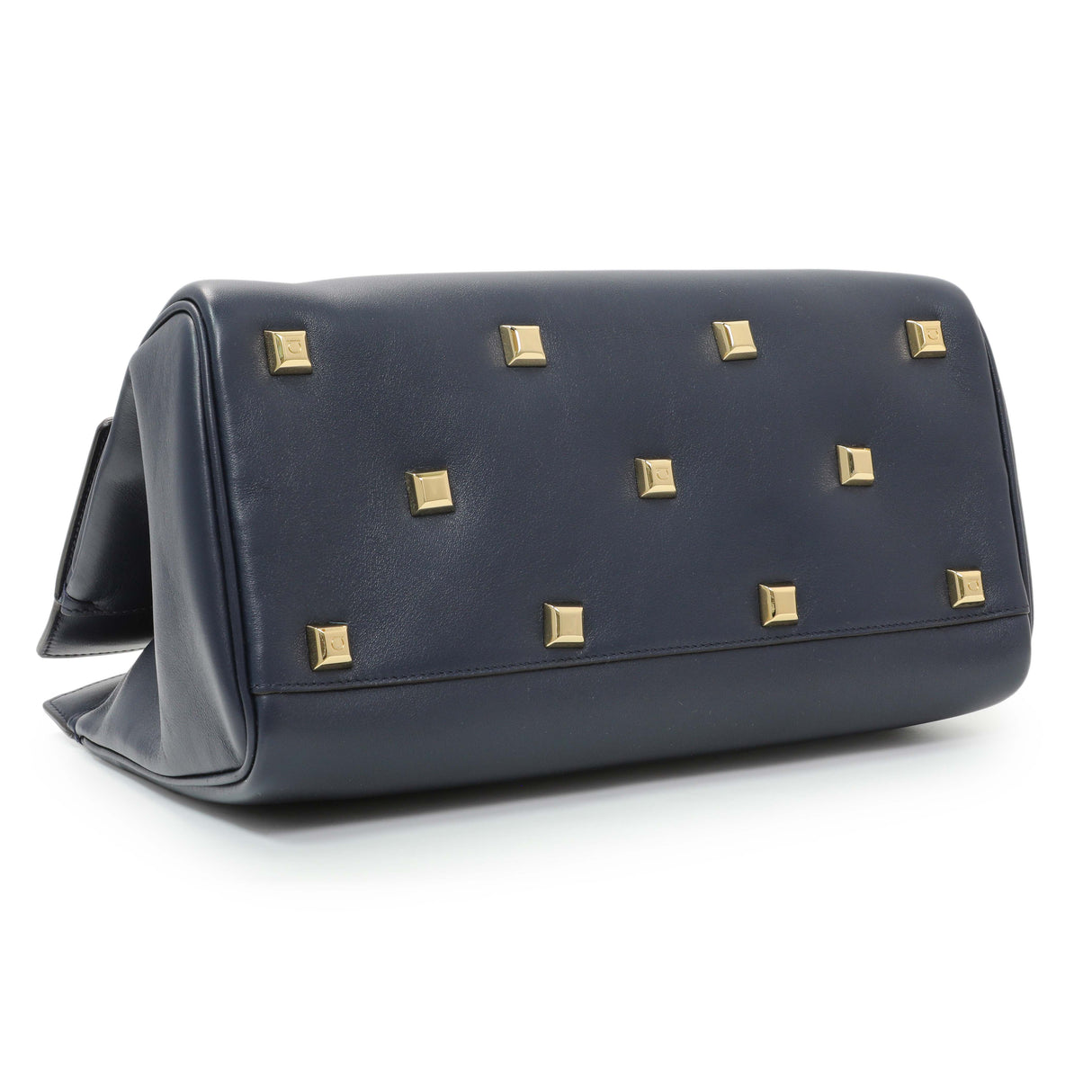 Salvatore Ferragamo Blue Calfskin Medium Studio Bag Handbags Salvatore Ferragamo