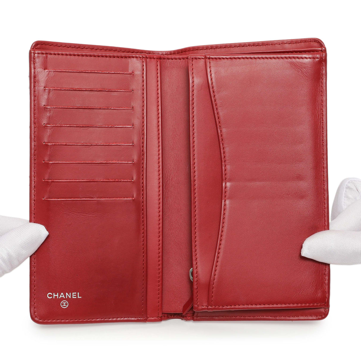 Chanel Red Quilted Caviar Yen Wallet Accessories Chanel