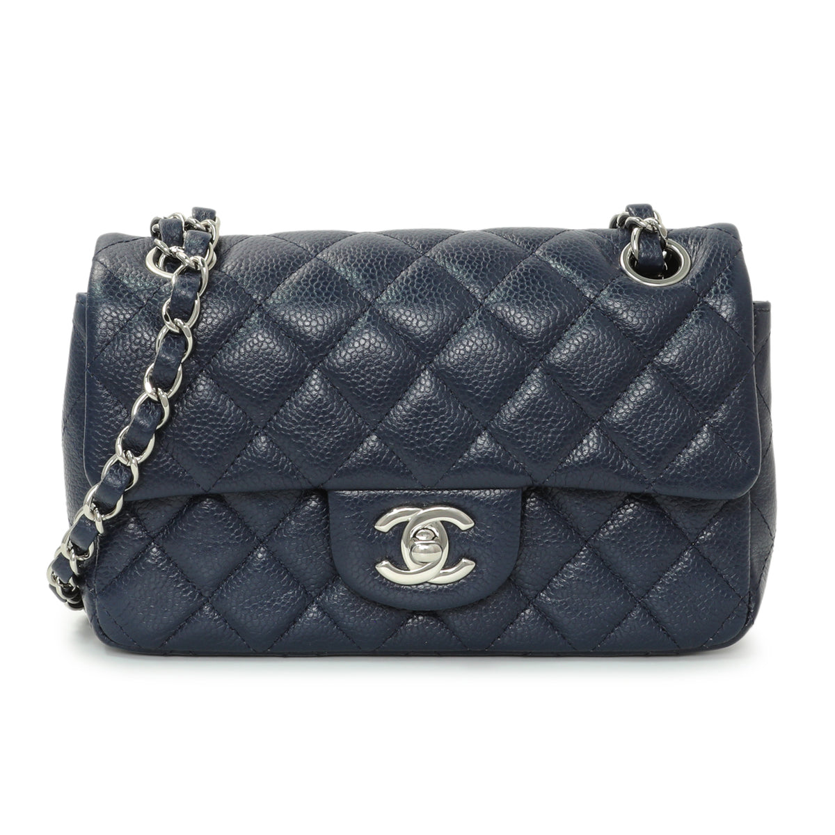 Chanel Navy Caviar Mini Rectangular Flap Handbags Chanel