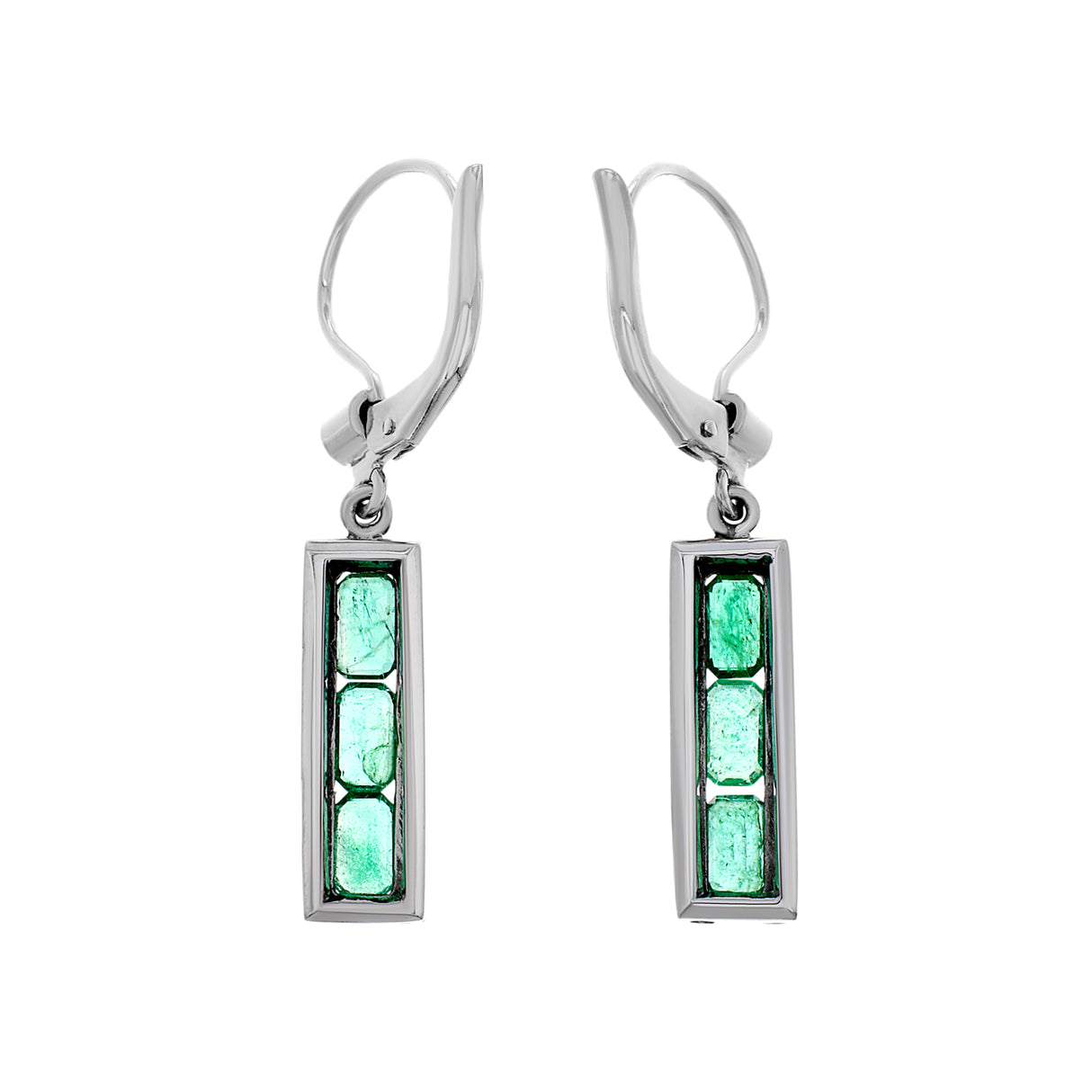 14K White Gold 2.08 Carat Emerald Drop Earrings Fine Jewellery Modaselle