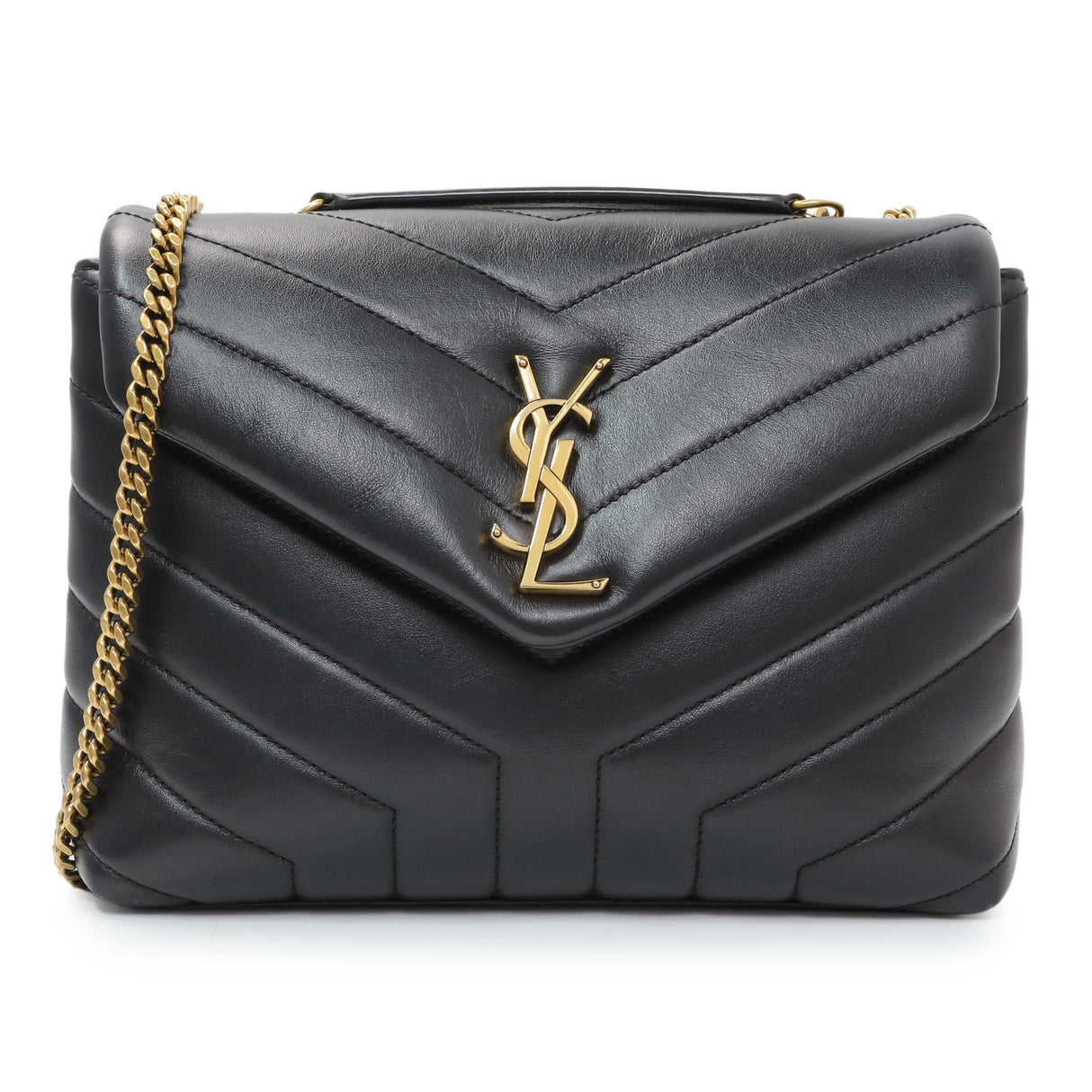 Saint Laurent Black Calfskin Loulou Chain Satchel Small Handbags Saint Laurent