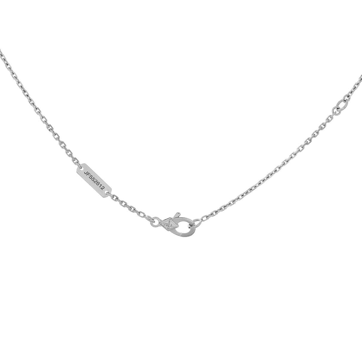 Van Cleef & Arpels 18K White Gold Guilloche Vintage Alhambra Pendant Necklace Designer Jewellery Van Cleef and Arpels