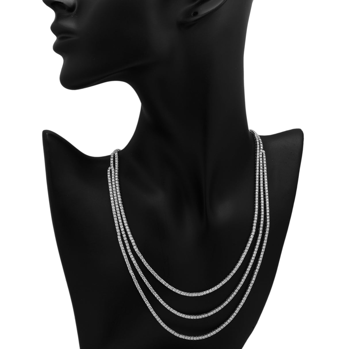 18K White Gold 14.04 Carat Riviere Diamond Necklace Fine Jewellery Modaselle