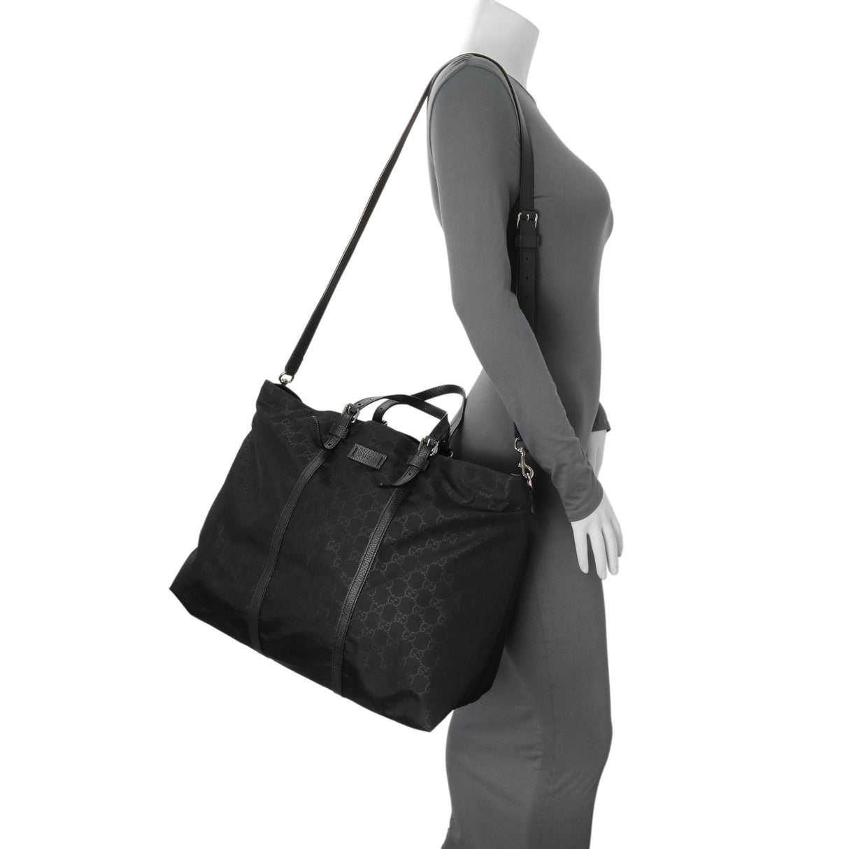 Gucci Black Nylon Monogram Tote Handbags Gucci