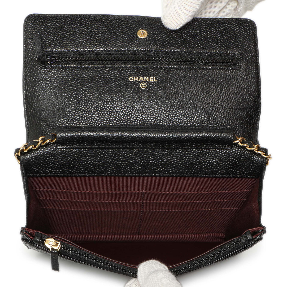 Chanel Black Quilted Caviar Classic Wallet on Chain WOC Handbags Chanel