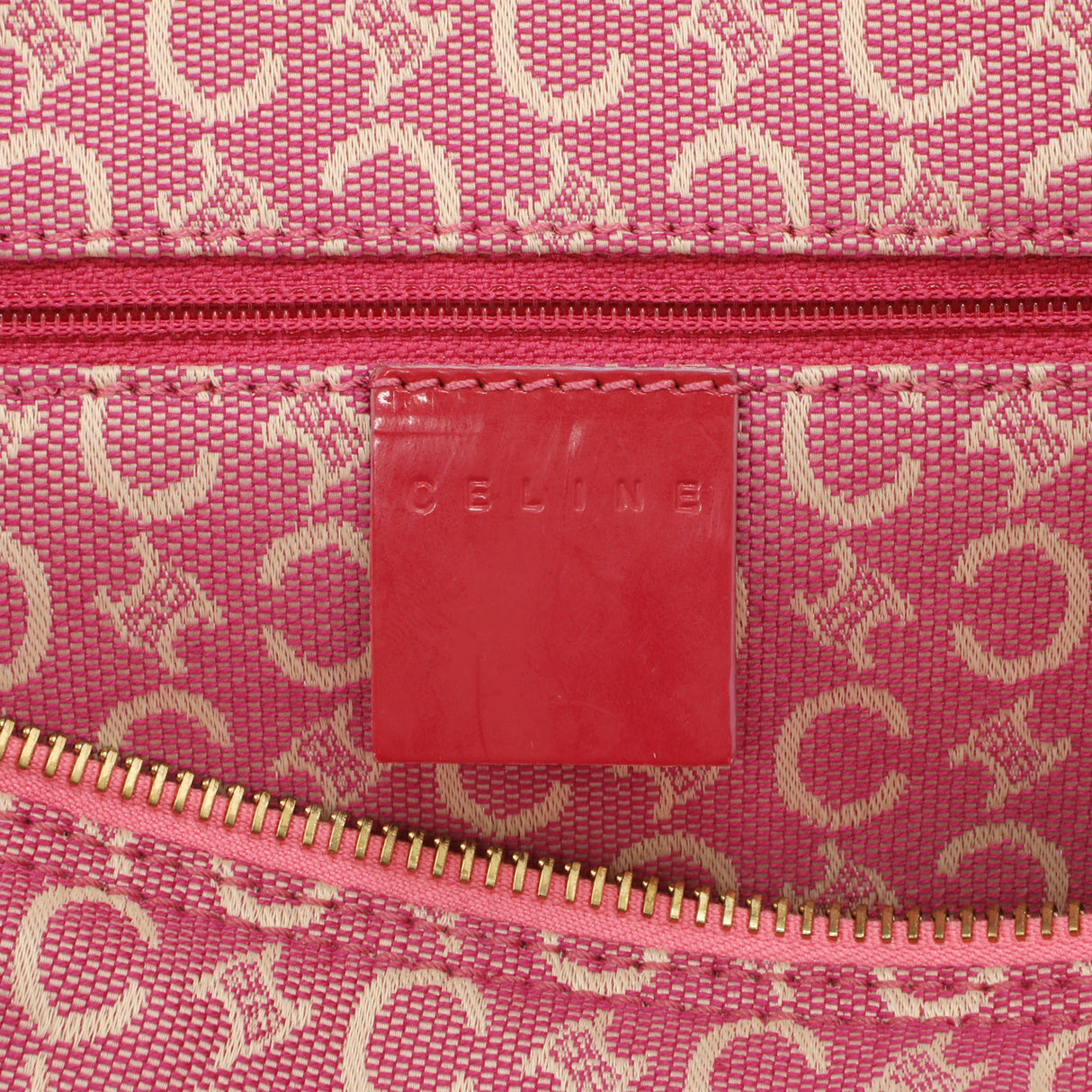 Celine Pink Denim Macadam Boston Bag Celine