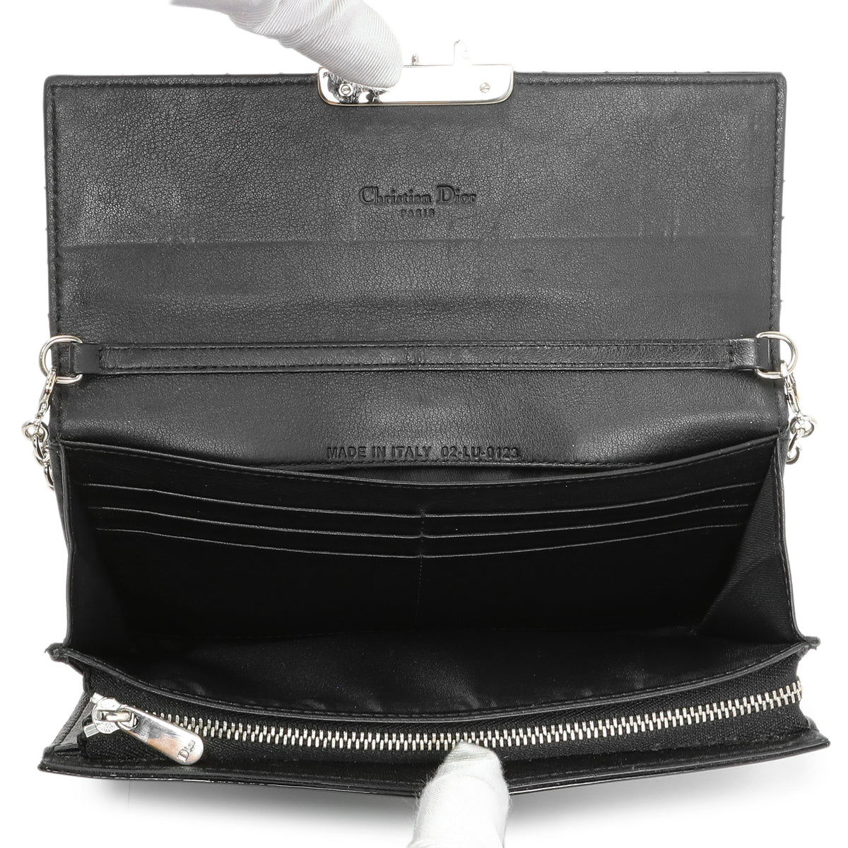 Christian Dior Black Patent Cannage Miss Dior Chain Wallet Handbags Christian Dior