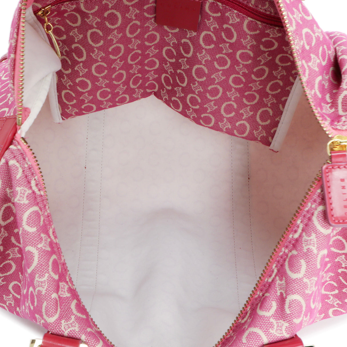 Celine Pink Denim Macadam Boston Bag Celine