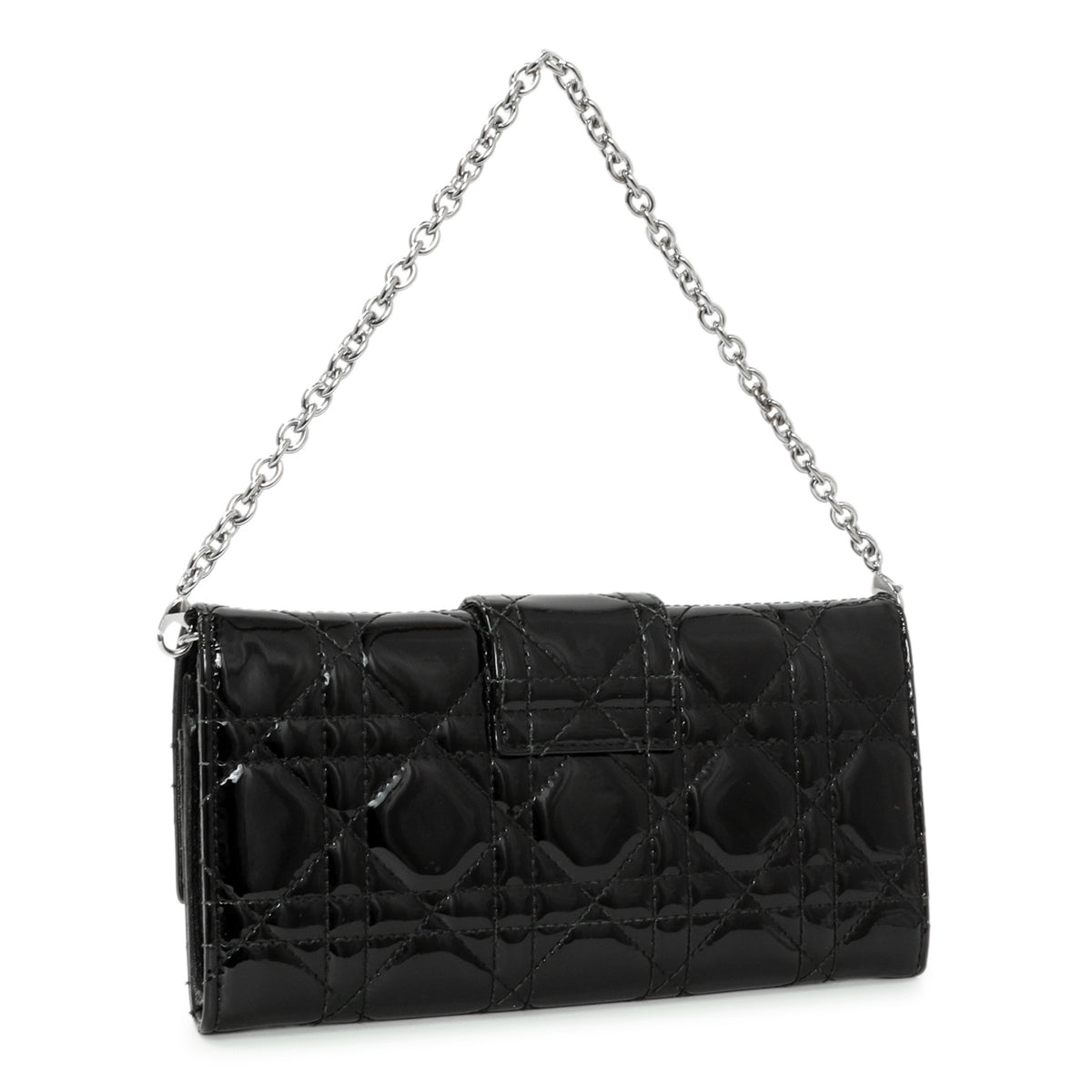 Christian Dior Black Patent Cannage Miss Dior Chain Wallet Handbags Christian Dior