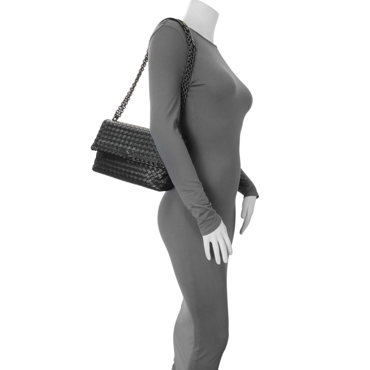 Bottega Veneta Black Nappa Intrecciato Small Olimpia Shoulder Bag Handbags Bottega Veneta