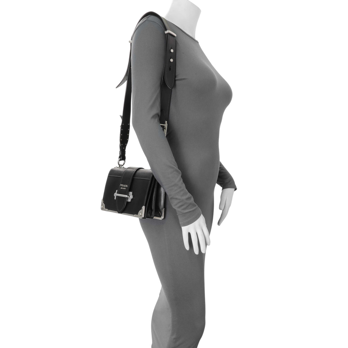 Prada Black City Calf Saffiano Cahier Bag Handbags Prada