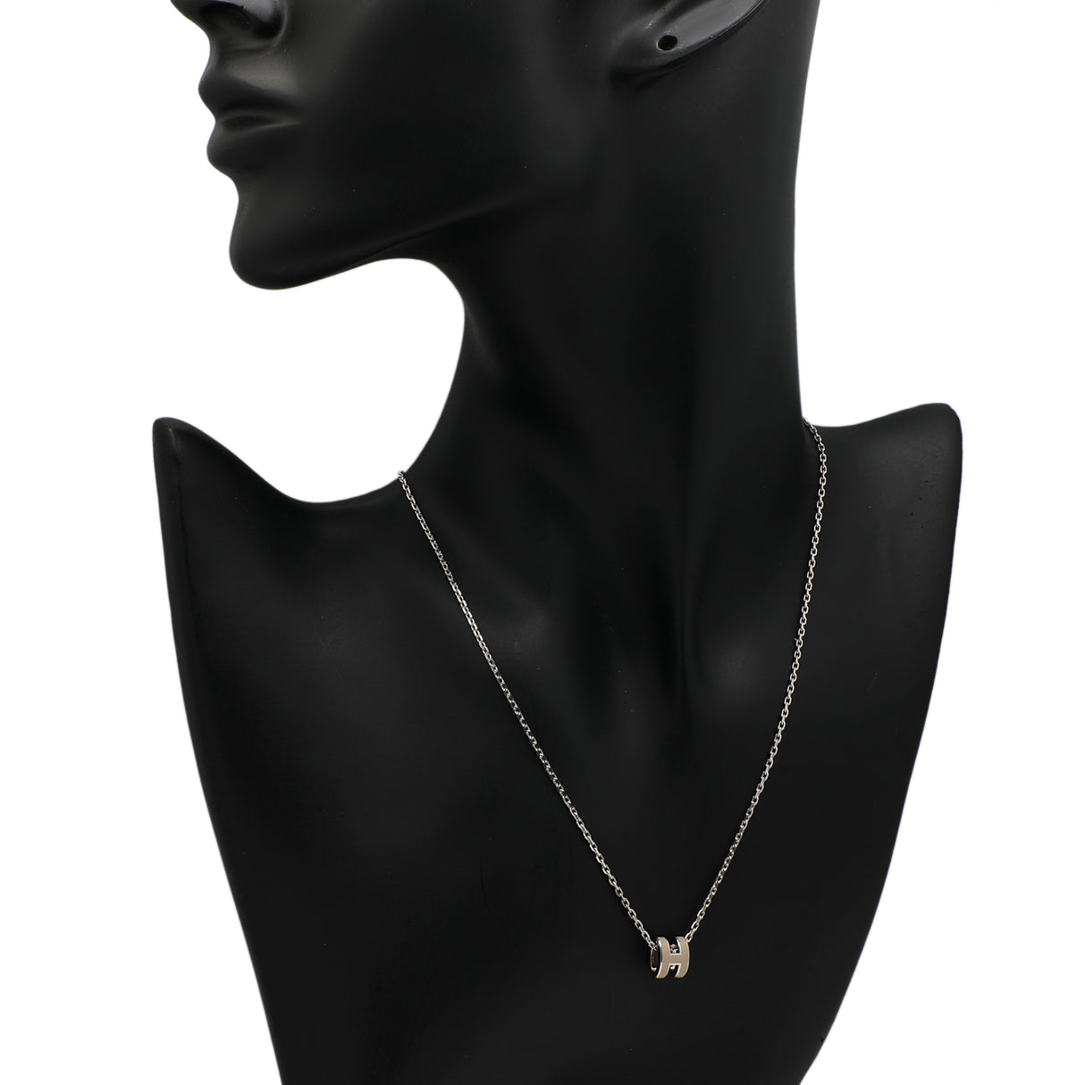 Hermes Palladium Marron Glace Mini Pop H Pendant Necklace Designer Jewellery Hermes