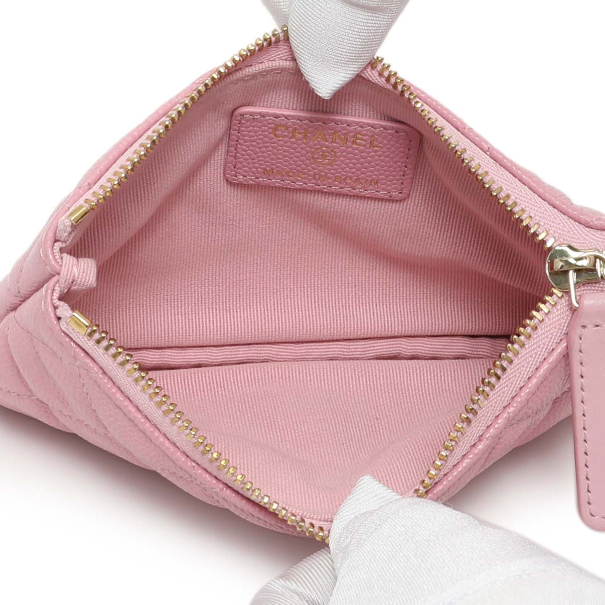 Chanel Pink Quilted Caviar Small Cosmetic Case Accessories Chanel