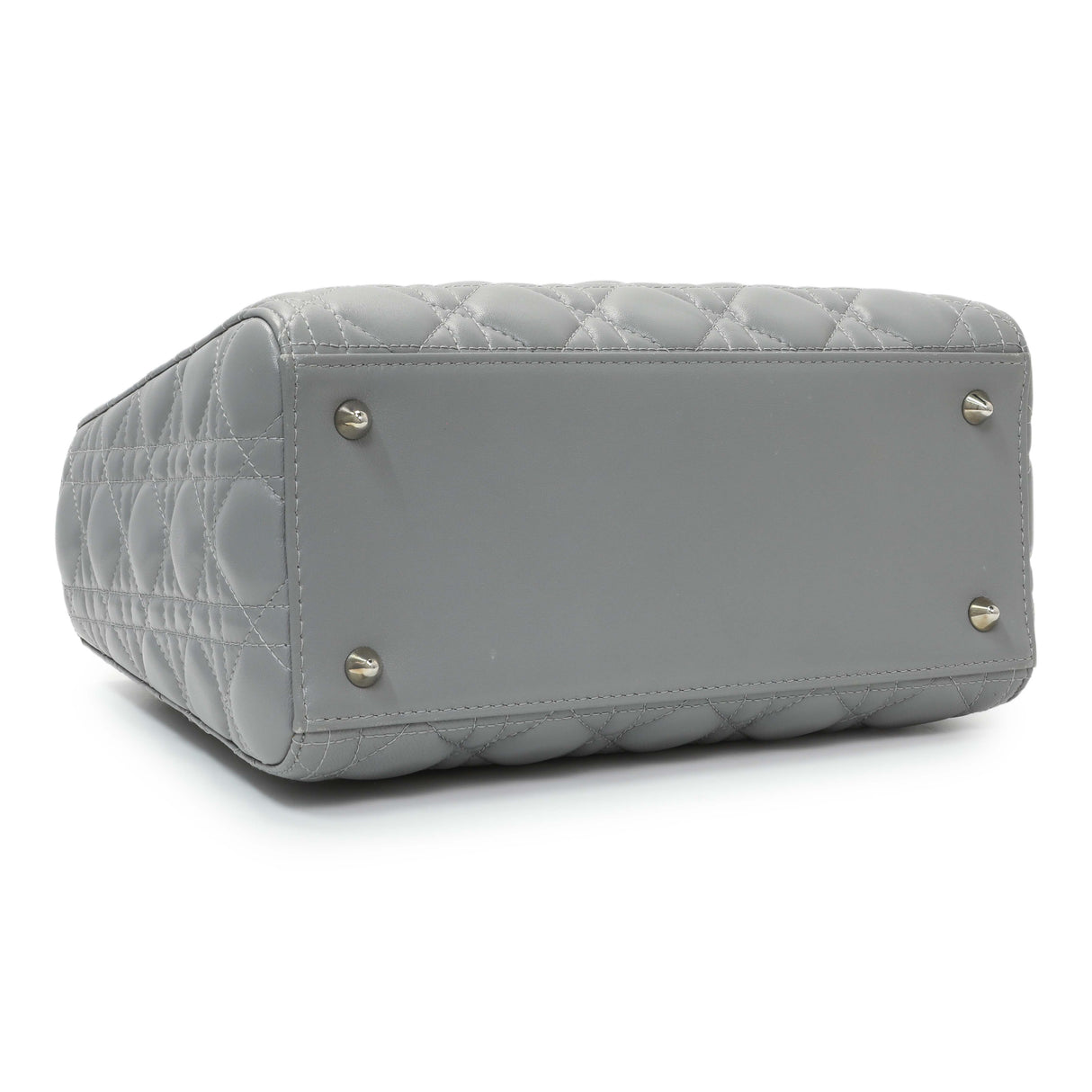 Christian Dior Grey Lambskin Cannage Medium Lady Dior Handbags Christian Dior