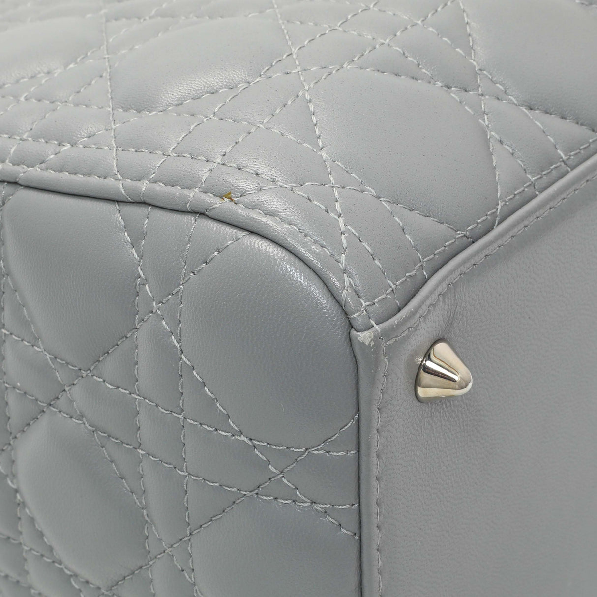 Christian Dior Grey Lambskin Cannage Medium Lady Dior Handbags Christian Dior