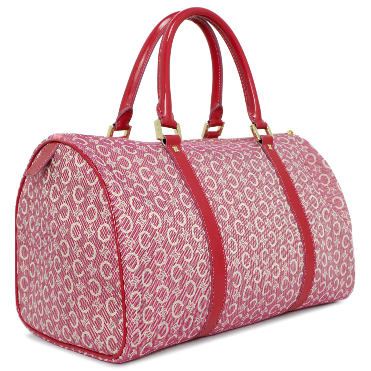 Celine Pink Denim Macadam Boston Bag Celine