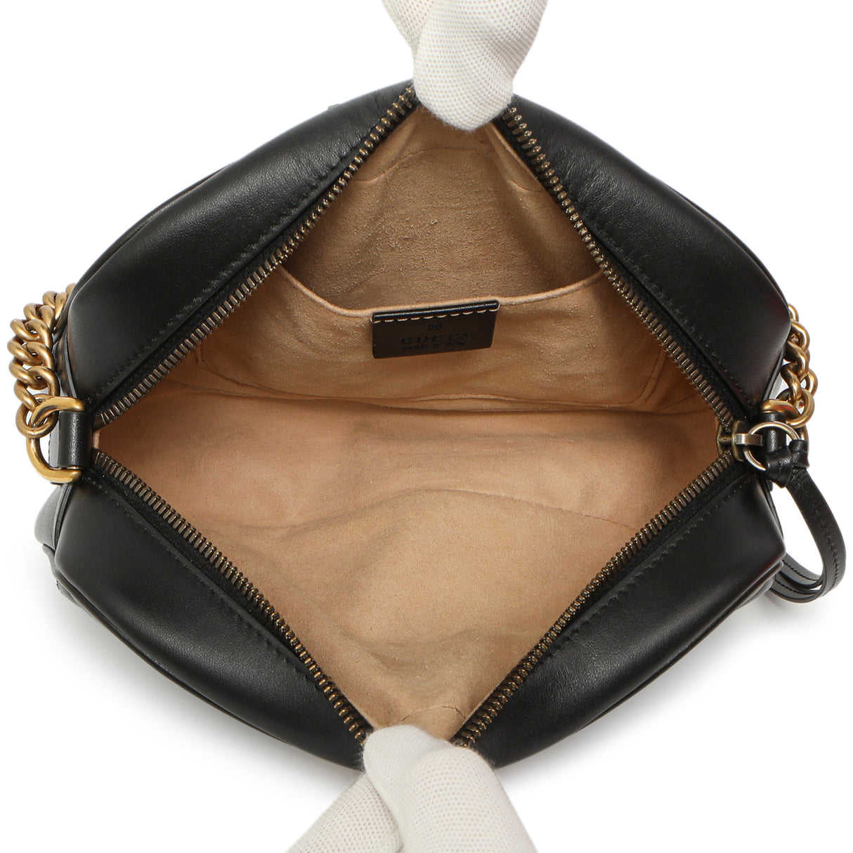 Gucci Black Calfskin Matelasse Small GG Marmont Chain Shoulder Bag Handbags Gucci