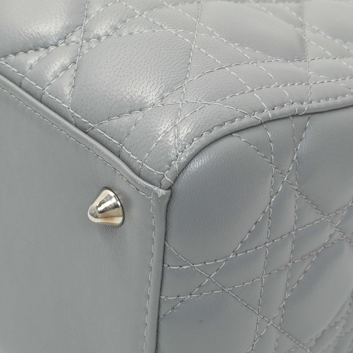 Christian Dior Grey Lambskin Cannage Medium Lady Dior Handbags Christian Dior