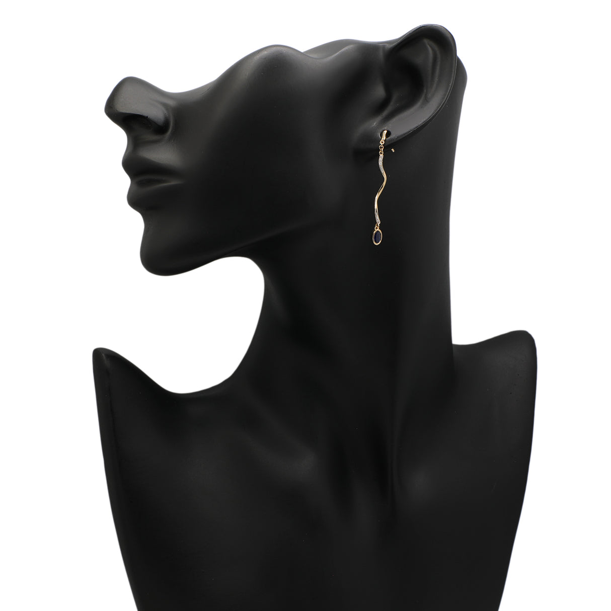 14K Yellow Gold Swirl Drop Sapphire Earrings Fine Jewellery Modaselle