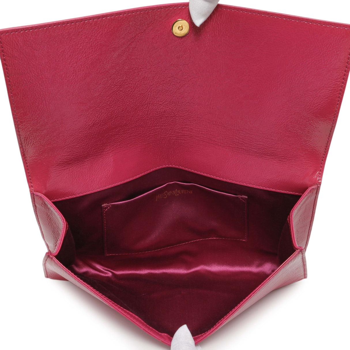 Saint Laurent Fuchsia Textured Patent Monogram Large Belle De Jour Clutch Handbags Saint Laurent