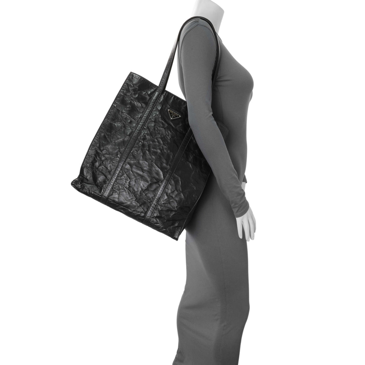 Prada Black Nappa Antique Tote Handbags Prada