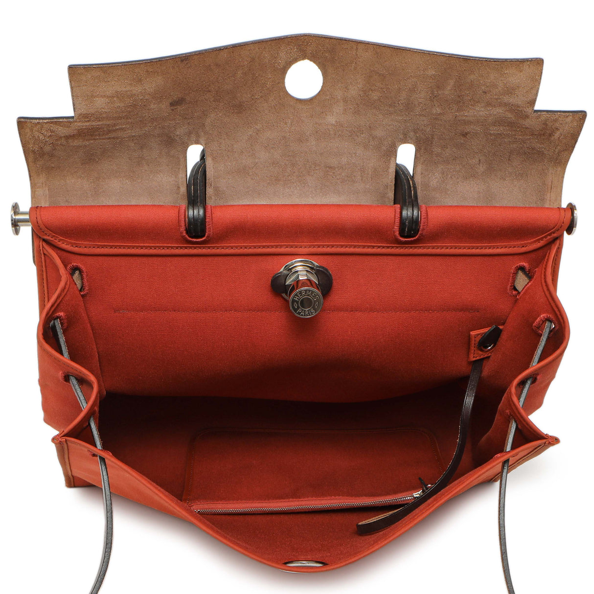 Hermes Rouge Venetian Toile Vache Hunter Herbag Zip 39 Handbags Hermes