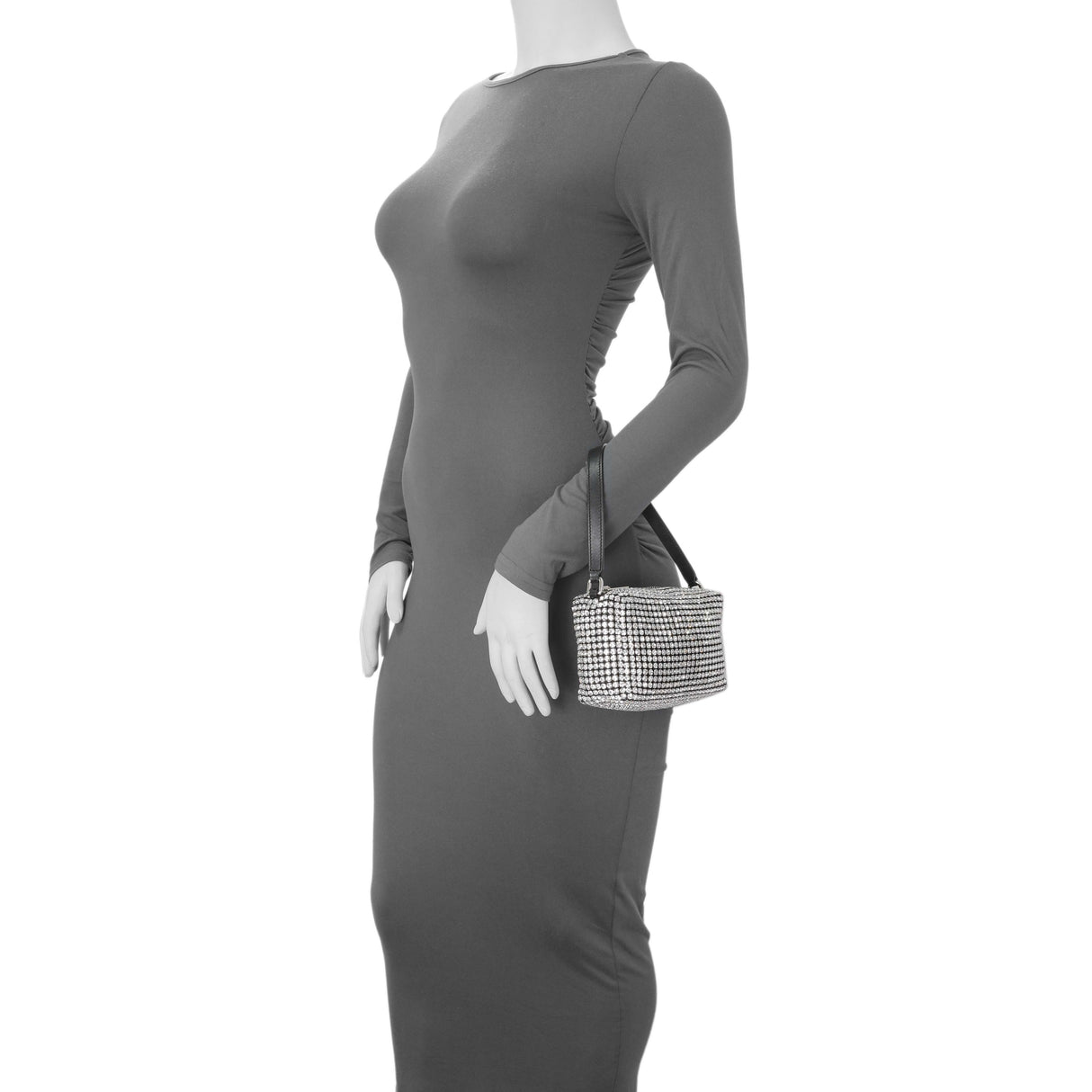 Alexander Wang Black Silver Mesh Crystal Rhinestone Mini Heiress Pouch Handbags Alexander Wang