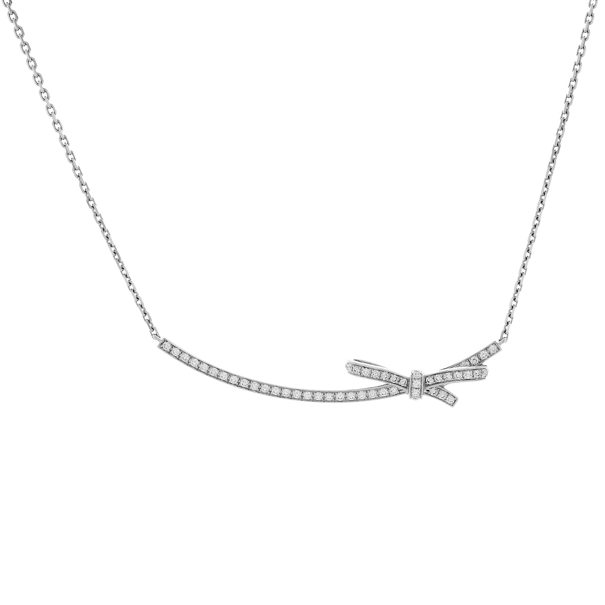 Chanel 18K White Gold Diamond Ruban Short Necklace Designer Jewellery Chanel