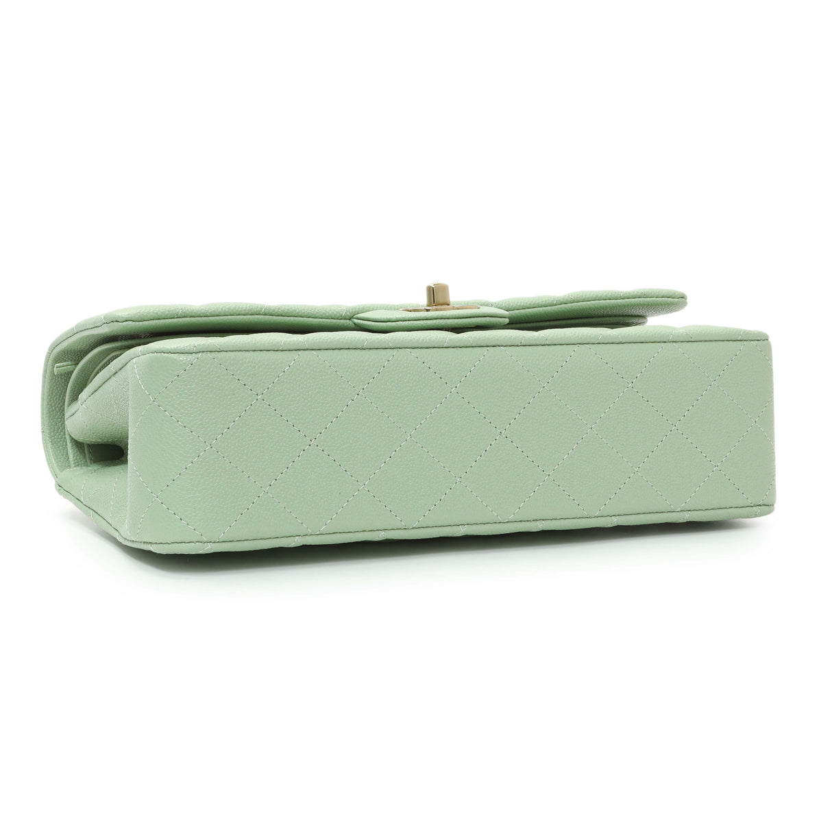 Chanel Light Mint Green Caviar Medium Classic Double Flap Handbags Chanel