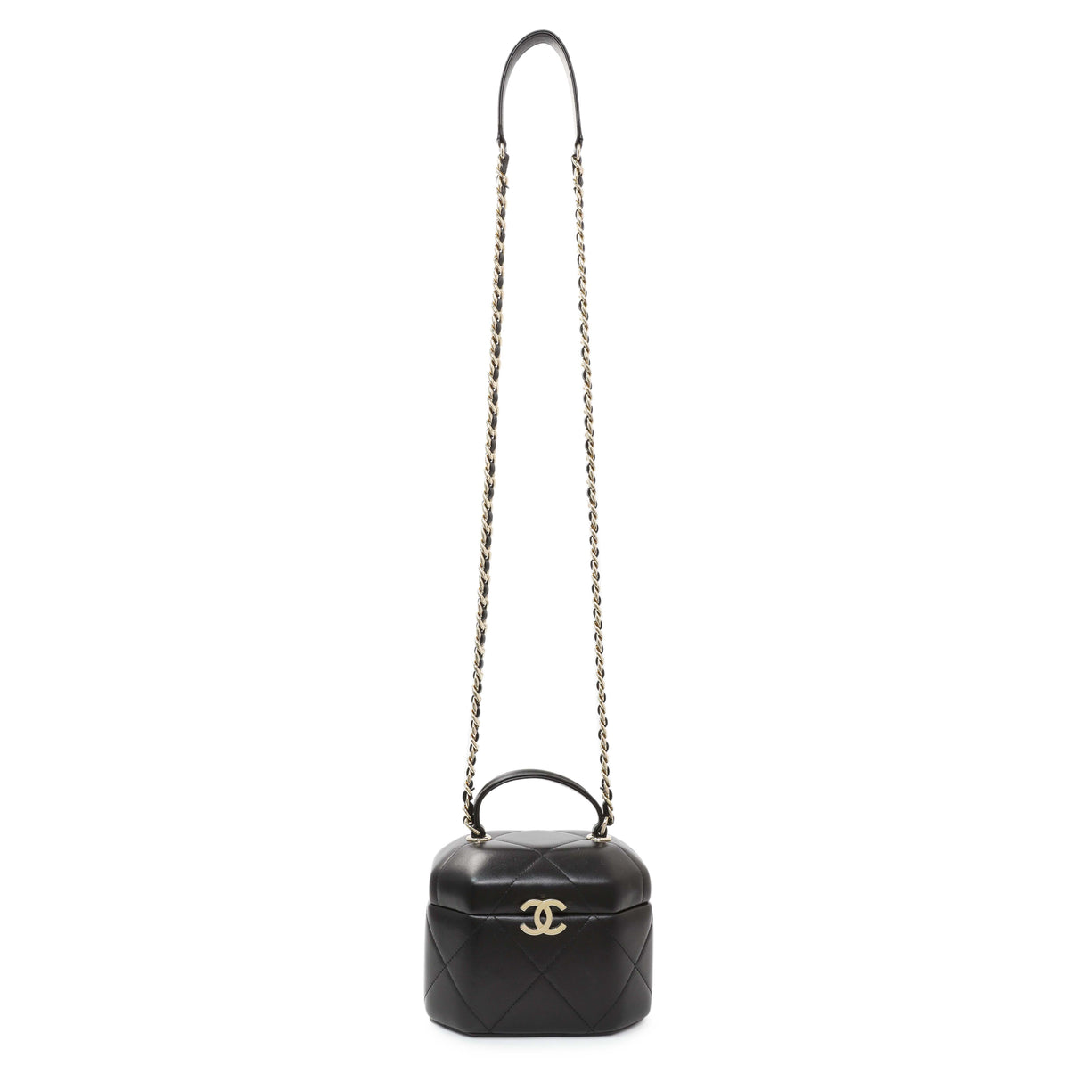 Chanel Black Quilted Lambskin Hexagon Vanity Case Handbags Chanel