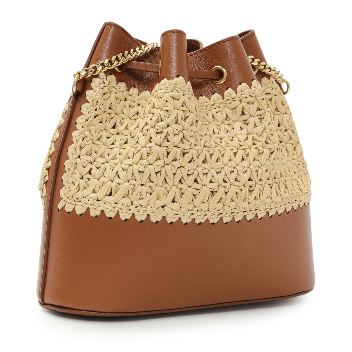 Valentino Raffia Calfskin Vlogo Bucket Bag Handbags Valentino