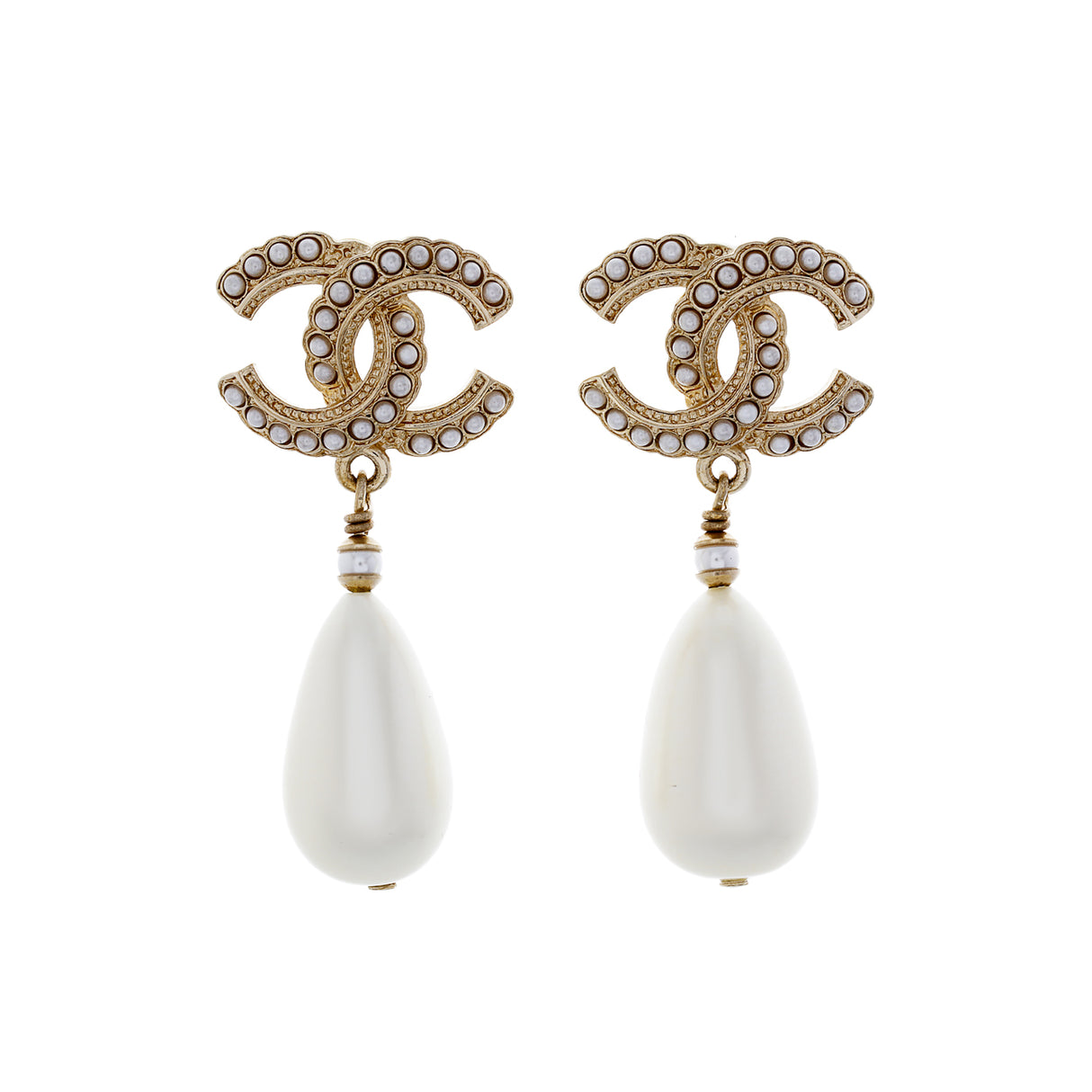 Chanel CC Pearl Drop Earrings Designer Jewellery Chanel