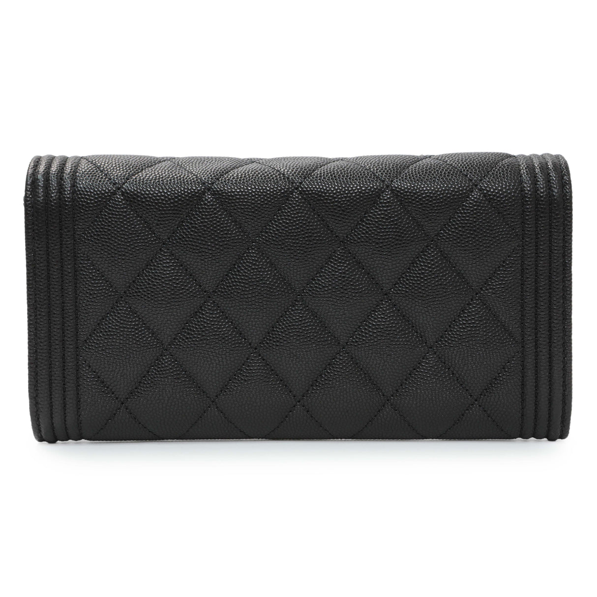 Chanel Black Quilted Caviar Large Boy Gusset Flap Wallet Accessories Chanel