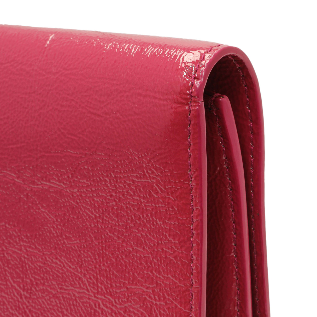 Saint Laurent Fuchsia Textured Patent Monogram Large Belle De Jour Clutch Handbags Saint Laurent