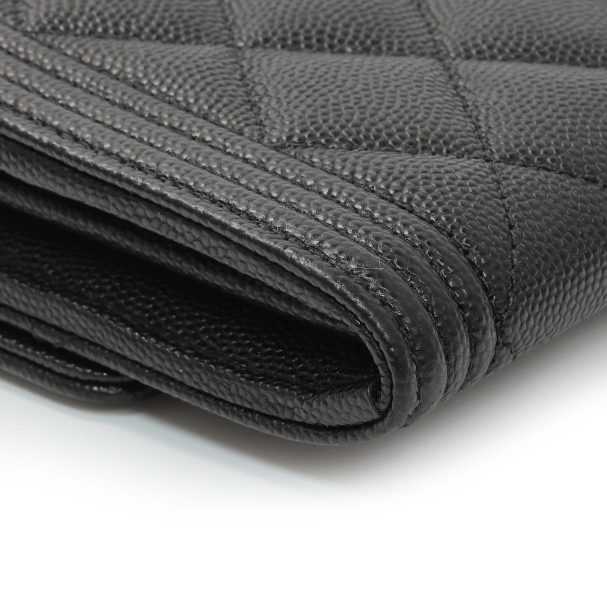 Chanel Black Quilted Caviar Large Boy Gusset Flap Wallet Accessories Chanel