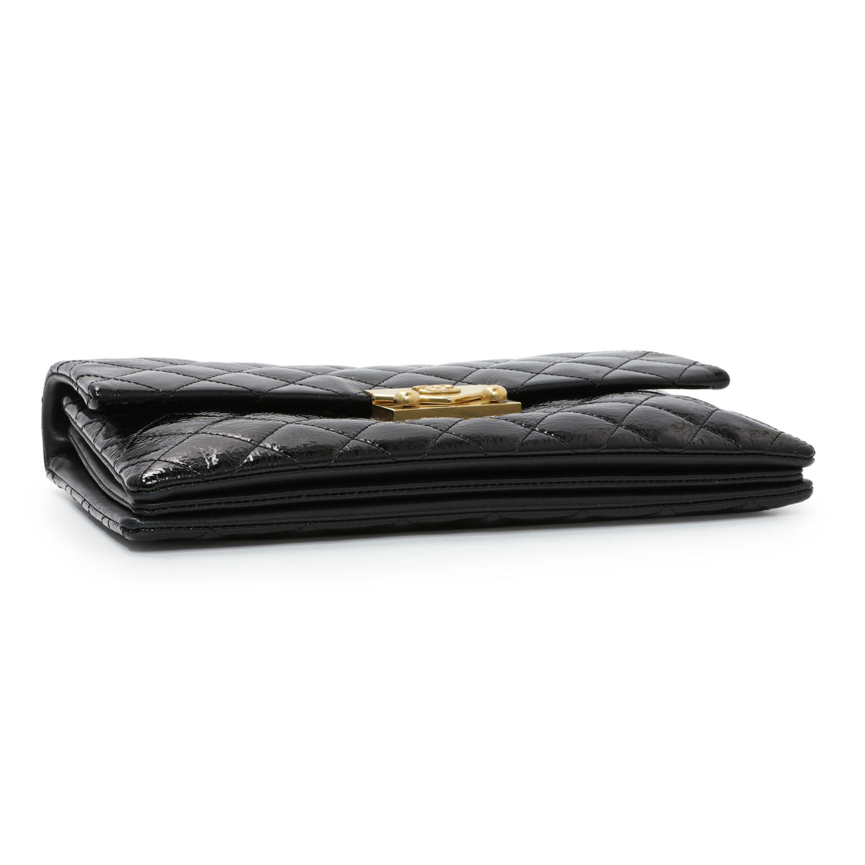 Chanel Black Quilted Patent Pagoda Accordion Flap