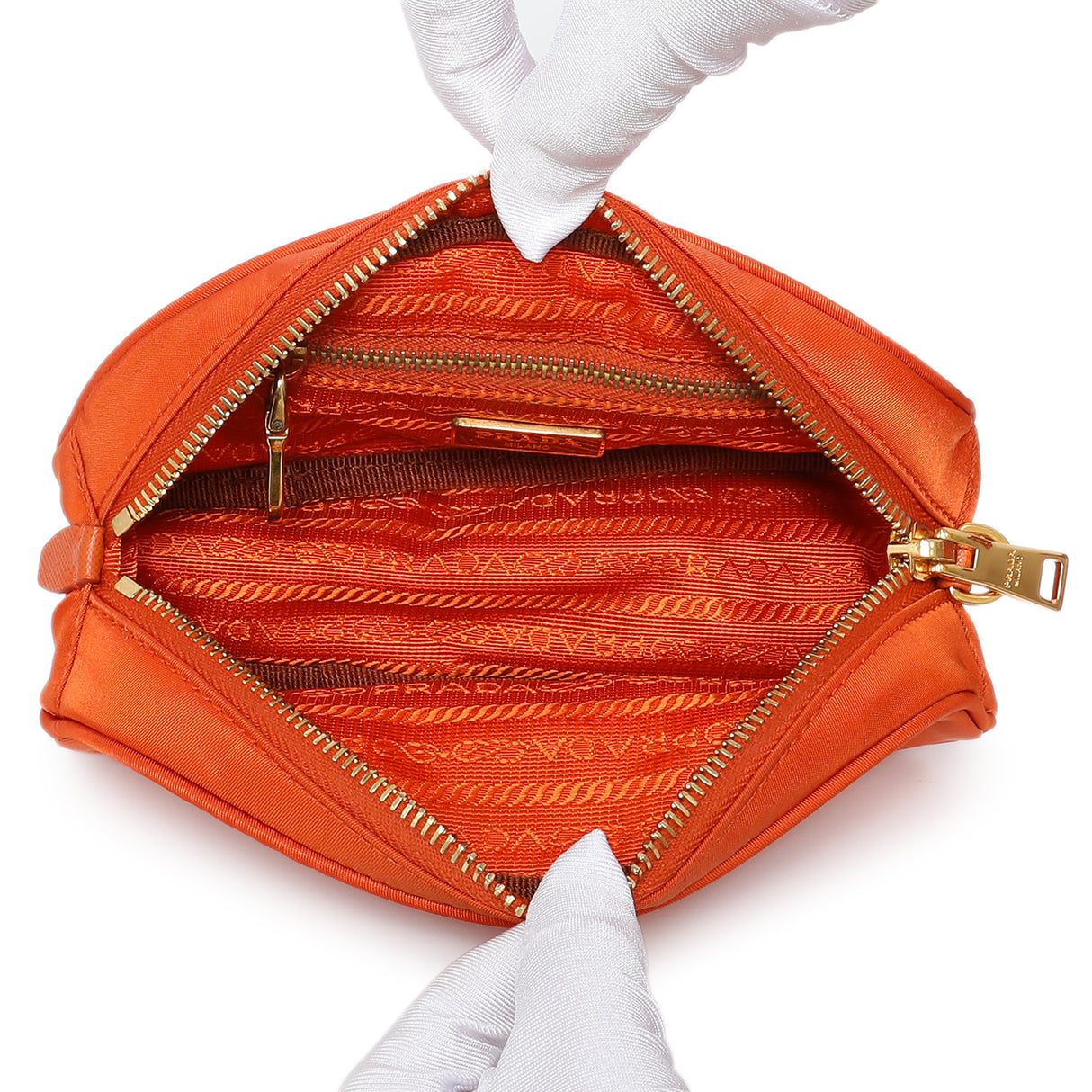 Prada Papaya Tessuto Nylon Wristlet Pouch Accessories Prada