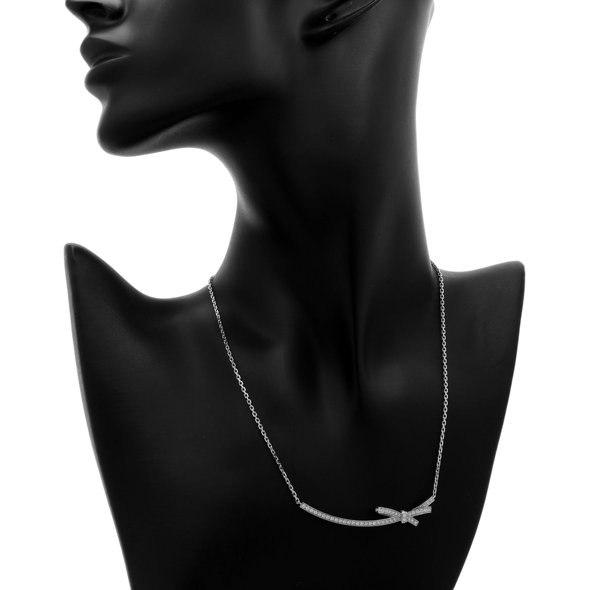 Chanel 18K White Gold Diamond Ruban Short Necklace Designer Jewellery Chanel
