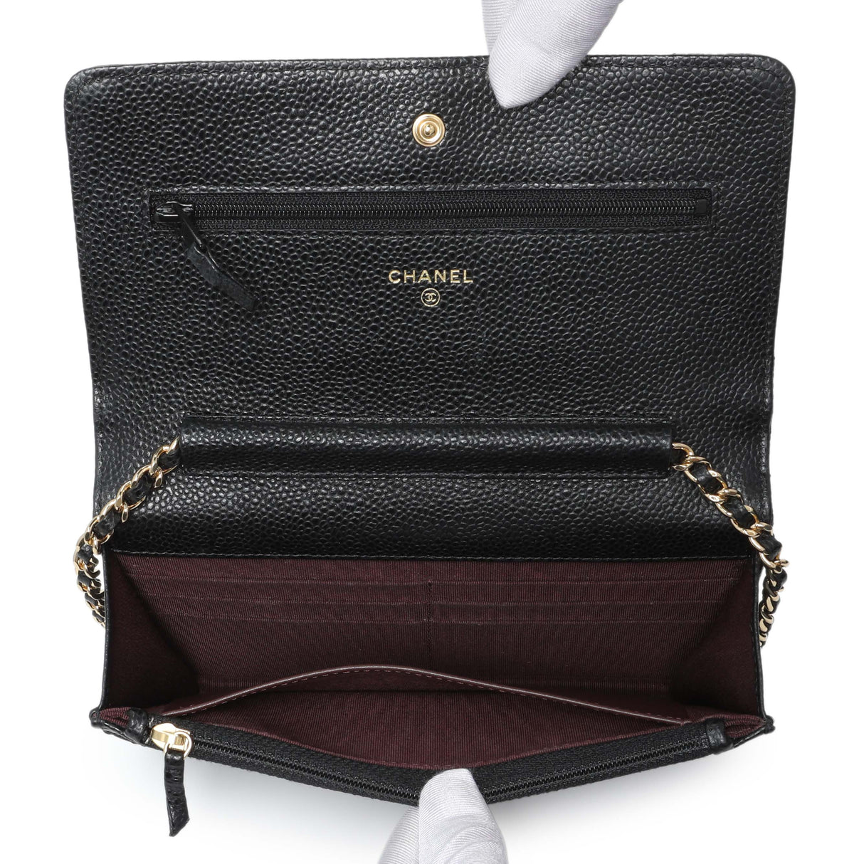 Chanel Black Caviar Quilted Wallet on Chain
