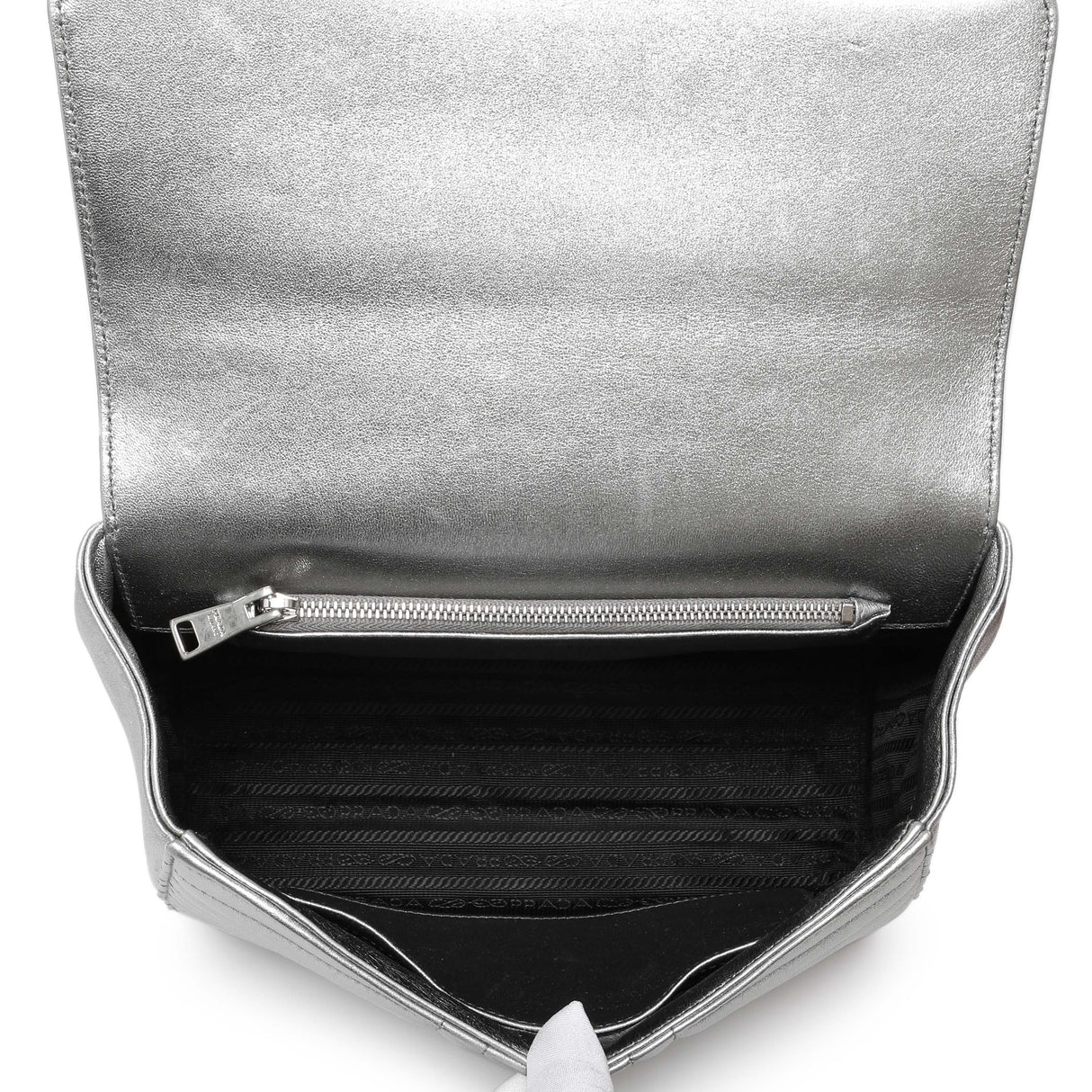 Prada Silver Calfskin Diagramme Flap Bag Handbags Prada