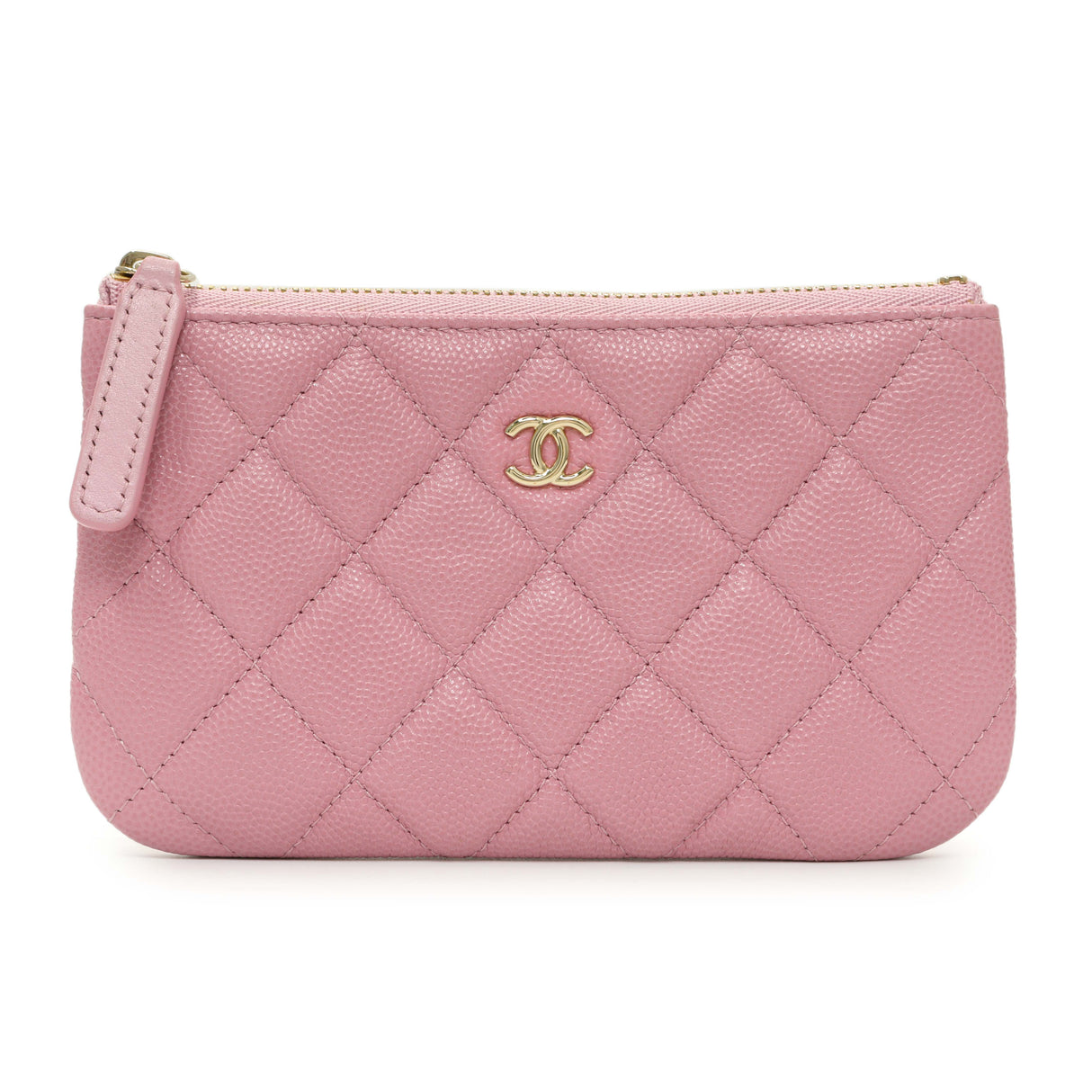 Chanel Pink Quilted Caviar Small Cosmetic Case Accessories Chanel