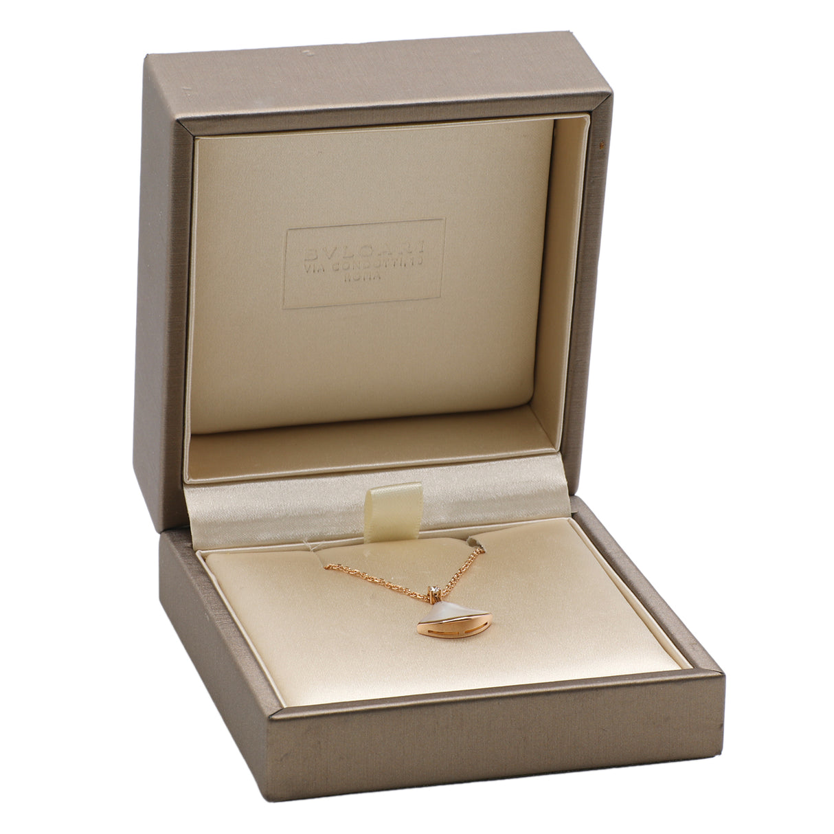 Bulgari 18K Rose Gold Diamond Mother of Pearl Divas’ Dream Necklace Designer Jewellery Bulgari