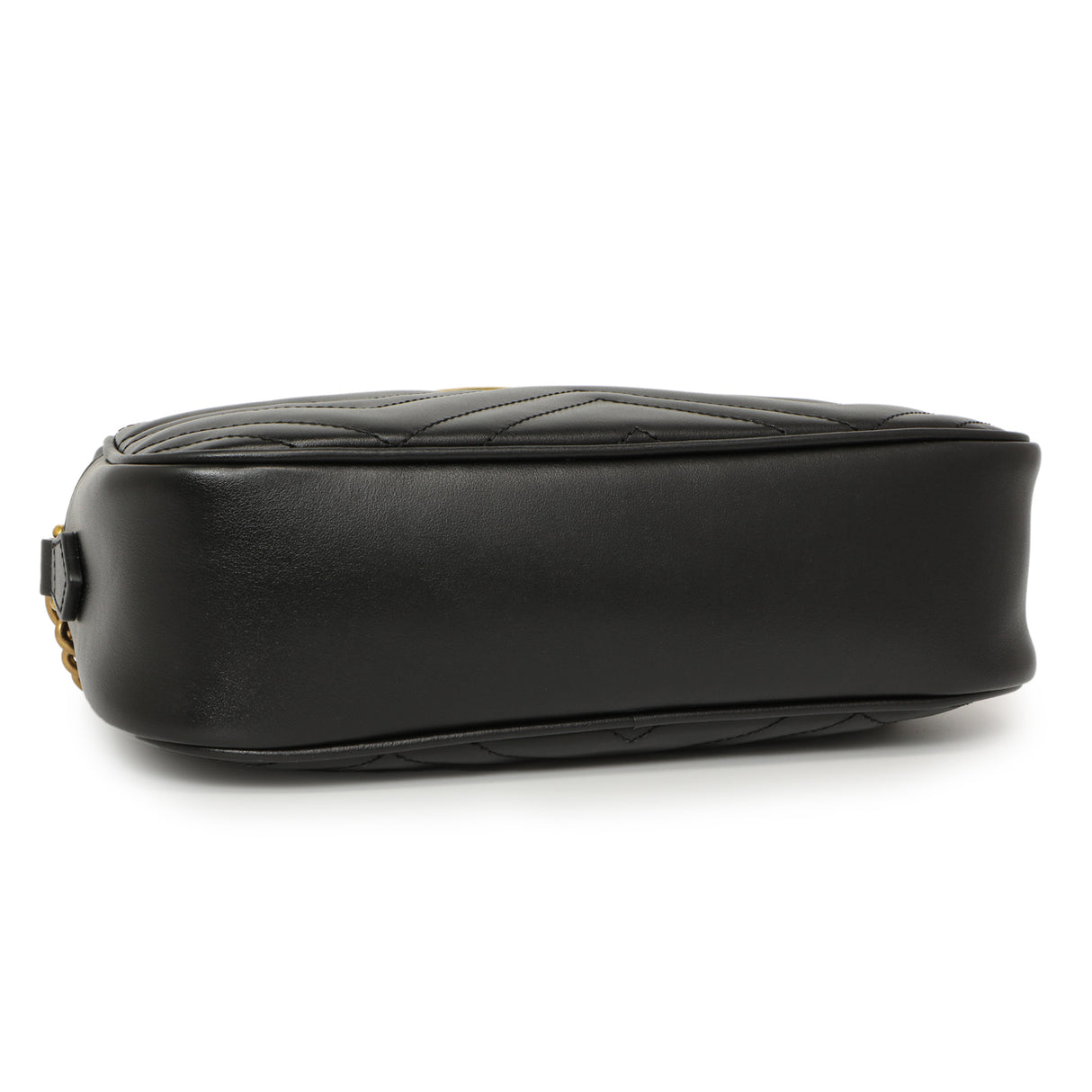 Gucci Black Calfskin Matelasse Small GG Marmont Chain Shoulder Bag Handbags Gucci